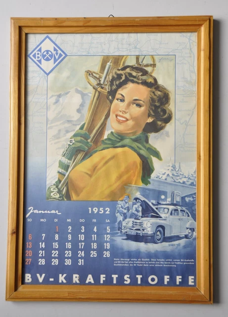 +++ BV (Aral) Kraftstoffe +++ Ski Motiv +++ Plakat 1952 signiert Heinz Fehling