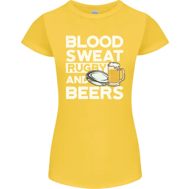 Blood Sweat Rugby and Beers T-shirt divertente da donna Petite Cut 11