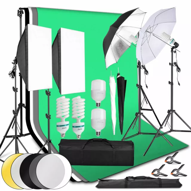 Photography Studio Lighting Kit Studio Backdrops Background Softbox Umbrella Set