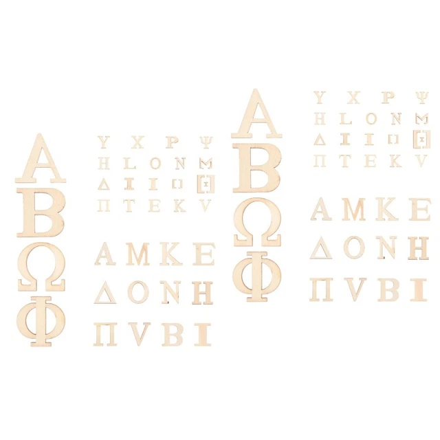 144 Pcs Greek Alphabet Cutouts Wooden Letters DIY Crafts Wooden Letters