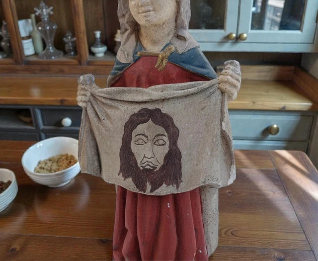 Statuette Ancienne En Biscuit - Le Bienheureux Louis Marie De Montfort - Céramique Dorée