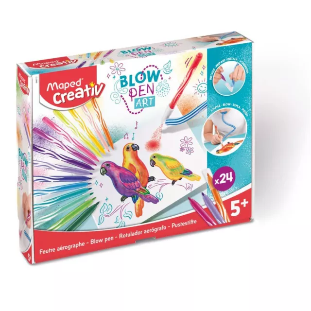 Maped Kinder Airbrush Komplett Set Kreativ Pustestift Technik BLOW PEN Art 32tlg