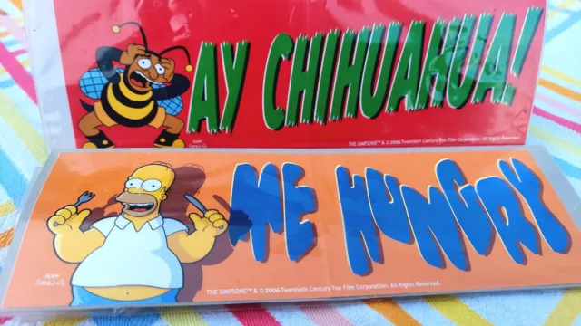 The Simpsons Bumper Sticker Aye Chihuahua! & Me Hungry!  RETRO 8" Decal Homer!