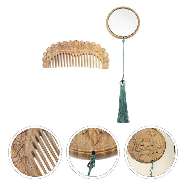 Retro-Kosmetikspiegelkamm Rundes Spiegelkamm-Set Geschäftsanzug Reiseset Fein