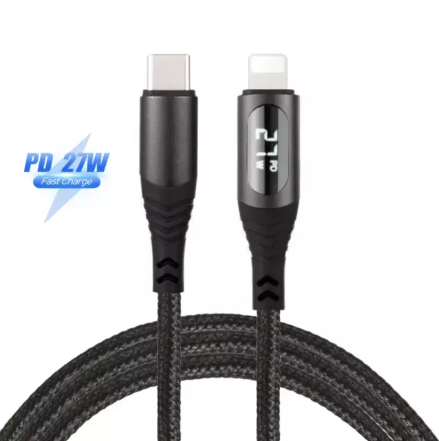 USB-C Typ-C Kabel PD 27W⚡ LED Schnellladekabel Ladekabel für iPhone iPad 1,2 m
