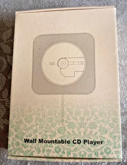 BNIB Unusual WALL MOUNTABLE CD PLAYER, portable, pull switch/remote/timer, WHITE