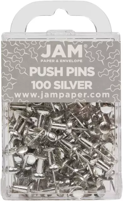 Colorful Push Pins - Silver Pushpins - 100/Pack