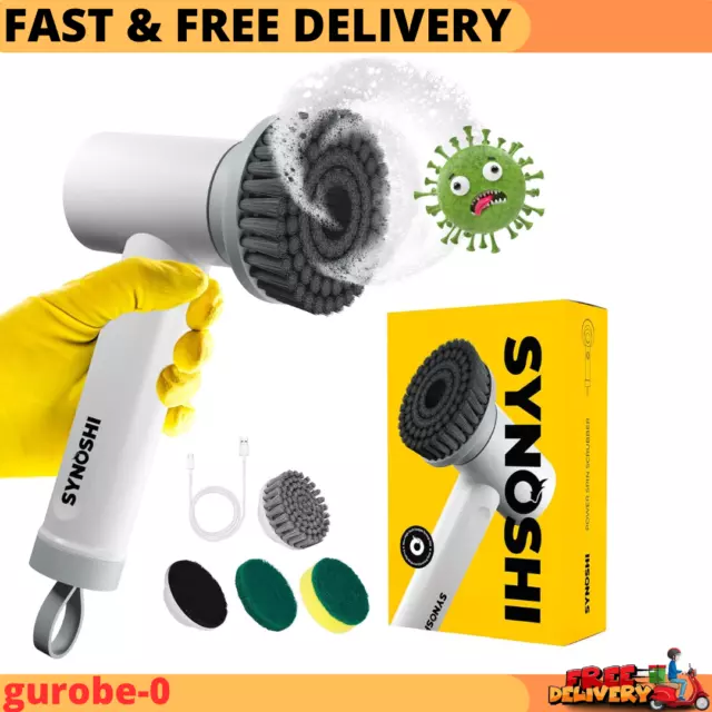 SYNOSHI | Electric Spin Scrubber, Power Cleaning Brush with 3 Replaceable Cleani