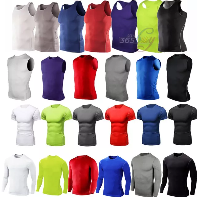 Mens Compression Skin Base Layer Top Sport Gym Shirts T-Shirt Vest Tank Tee