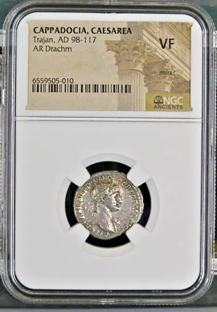 Cappadocia, Caesarea Trajan AD 98-117 AR Drachm NGC VF