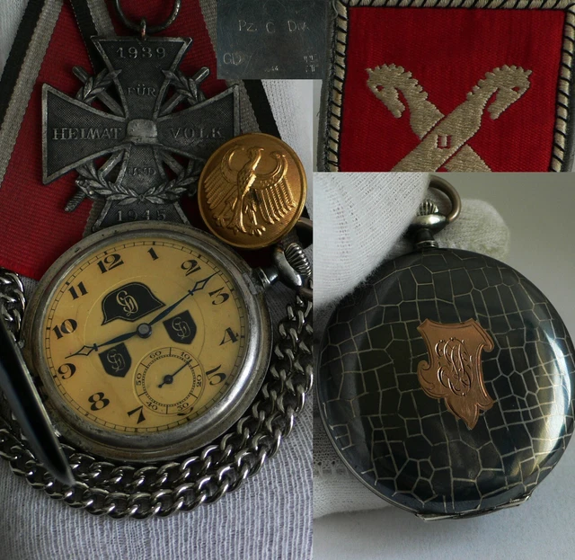 POCKET WATCH GERMAN WW2 Pz.Div.Panzergrenadier Division SILVER BIG