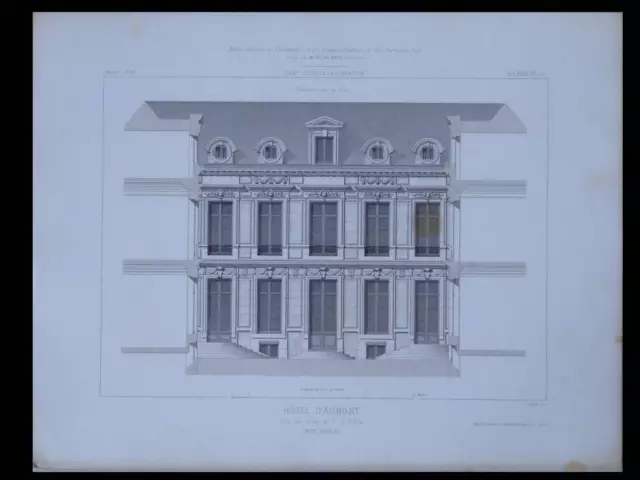 Paris, Hotel D'aumont - 1868 - Gravure Architecture - 7 Rue De Jouy