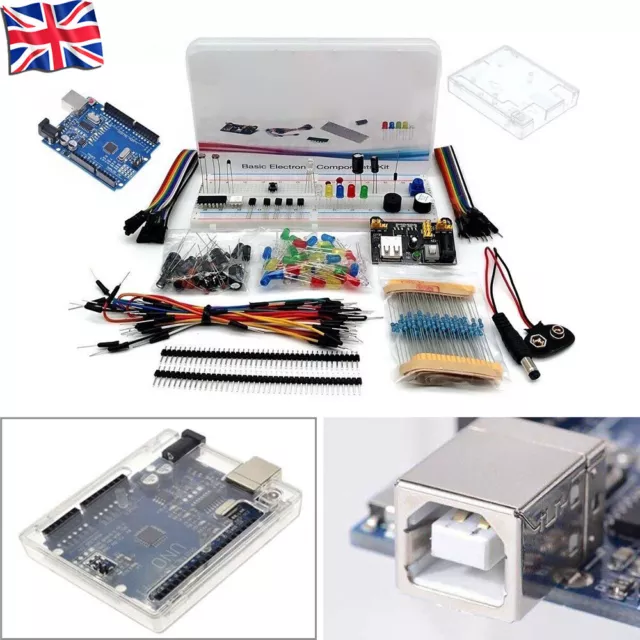 Basic Electronics Starter Kit with UNO R3 Board Enclosure for Arduino Project