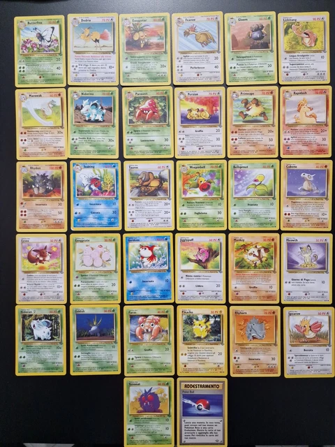 LOTTO 32 CARTE Set completo C/NC Jungle Italiano NearMint Eevee Pikachu ...