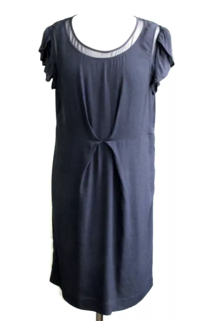 Chattawak - Vestido M. Cortas Algodón Seda Azul Oscuro Talla 40 - Exclusivo