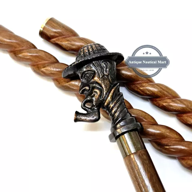 Metallgriff von Sherlock Holmes, Gehstock aus Holz, Sammlerstück