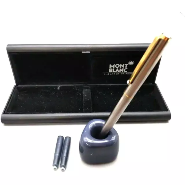 Montblanc Silver Gold Fountain Pen With Box