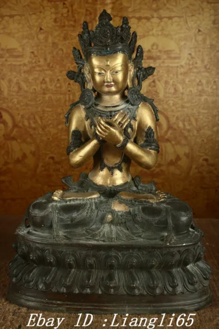 12.9" Buddhismus Bronze Gilt Vajradhara Vajrabhairava Göttin Buddha Statue