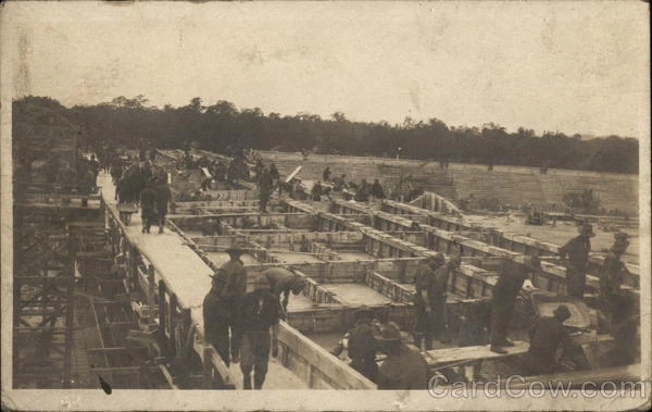 France RPPC Paris 1919 Pershing Stadium Construction Joinville-le-pont Postcard