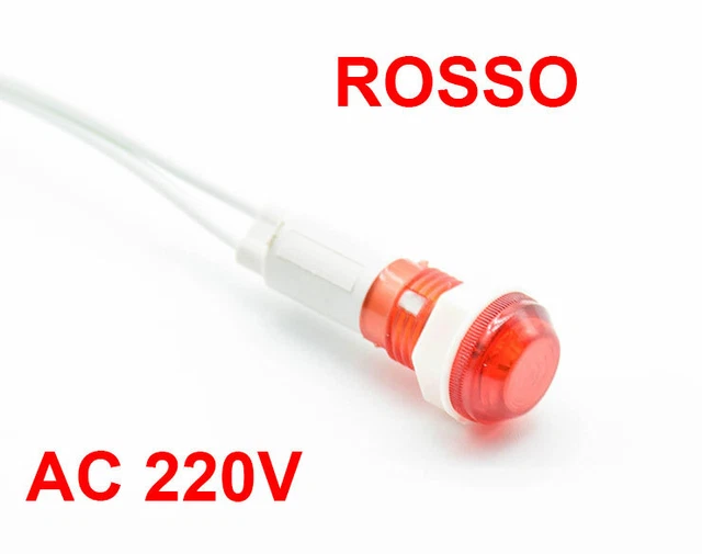 Indicatore Luminoso Rosso Uxcell AC 220V – 10 Pezzi – Spia Cablata - Foto 4