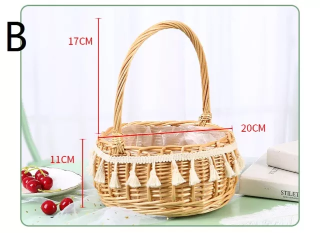 1PC Retro Rattan Woven Storage Basket Small Fruit Flower Pot Holder Home Florist