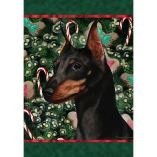 Christmas Holiday Garden Flag - Black and Tan Miniature Pinscher 142221