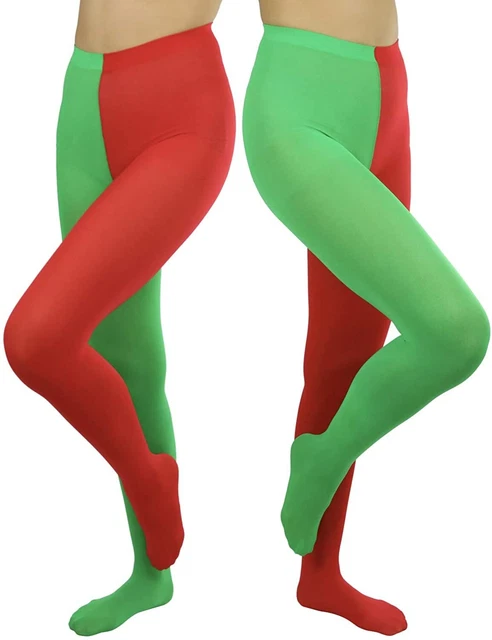 ToBeInStyle Women’s Two Toned Vibrant Jester Contrast Opaque Multicolored Tights