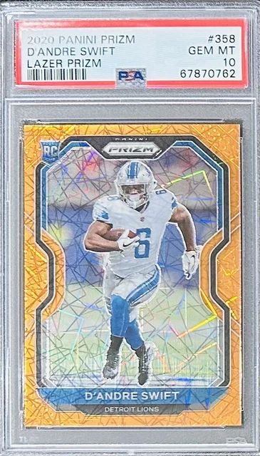DANDRE SWIFT **GEM MINT PSA 10** ROOKIE CARD 2020 Panini Prizm ORANGE Lazer #358