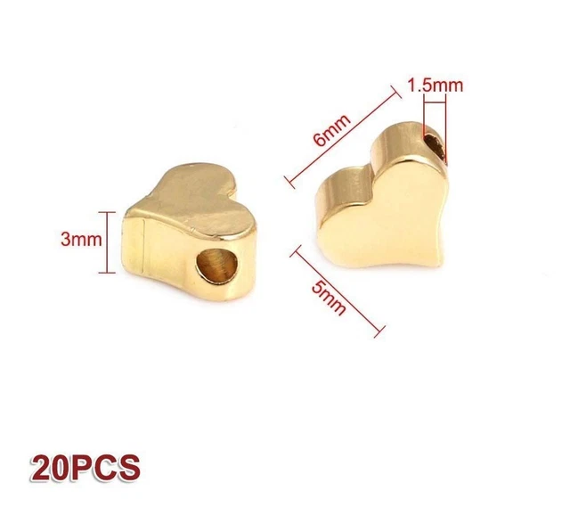 Brass Heart Shape Spacer Bead - Bracelet Beads Jewelry Making Accessories 20pcs