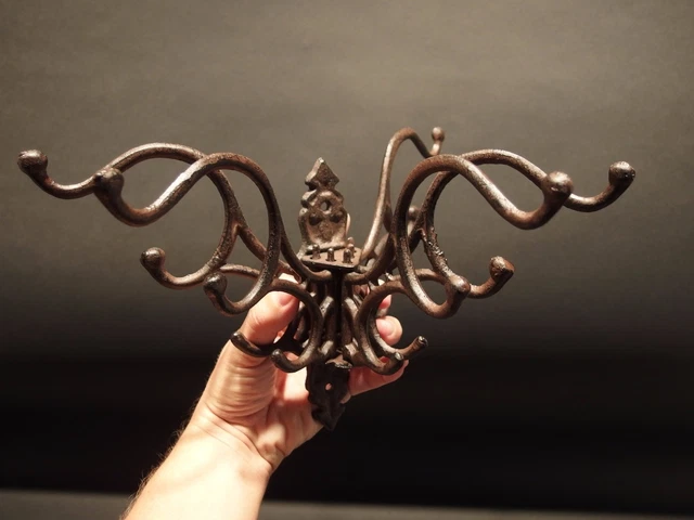 Antique Vintage Style Wall Hook Swivel Folding Coat Hanger Hardware Rust Finish