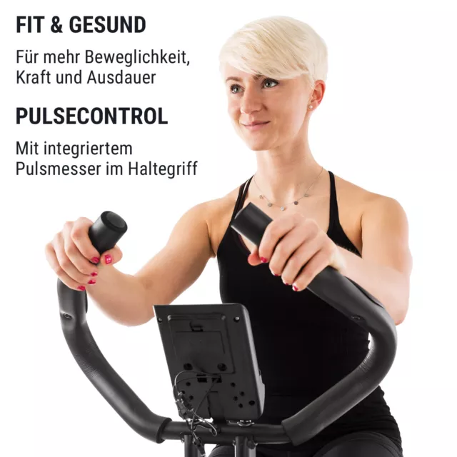 Fahrradheimtrainer Ergometer Cardio Ausdauer Fitness Pulsmesser klappbar schwarz 2