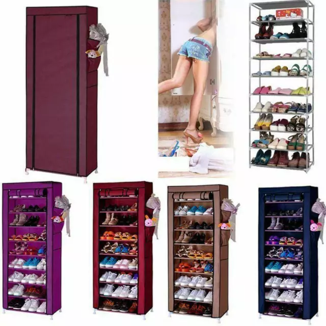 Dustproof 10 Layer 27 Pair Shoes Cabinet Storage Organizer Shoe Rack Stand UK