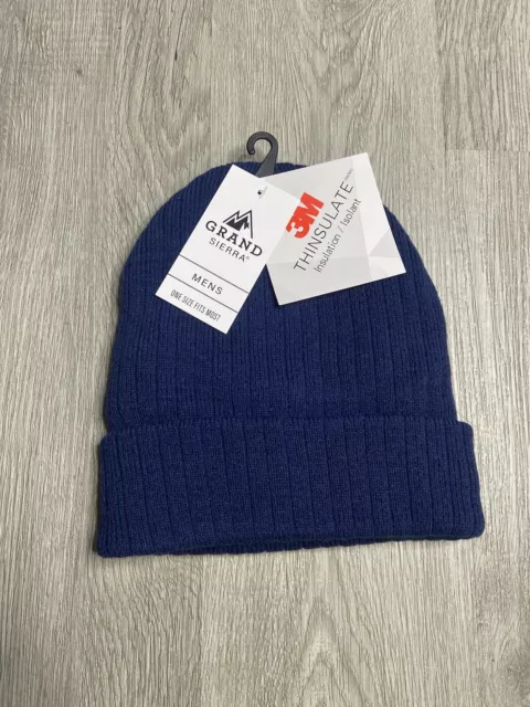 3M Thinsulate Insulation Wool Beanie Hat Mens One Size Navy Blue Knit New W/ Tag