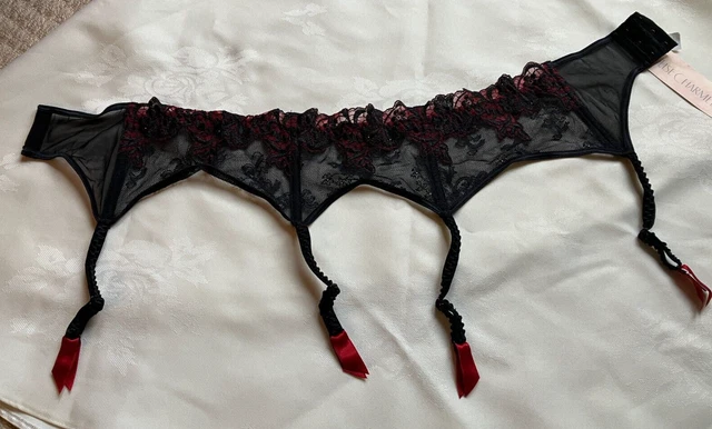 Lise Charmel Luxury French Suspender Belt Black + Red  Size Large UK 12 RRP £45