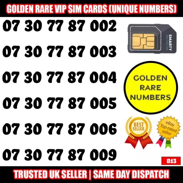 Numero d'oro - Facile da ricordare e memorizzare numeri VIP RARI UK - B13