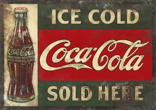 Ice Cold Coca-Cola Sold Here Advertising Metal Sign