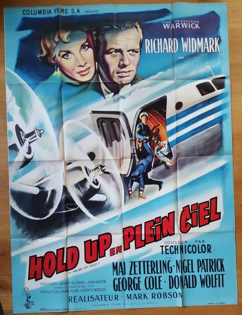 HOLD-UP EN PLEIN CIEL affiche cinema originale 160x120 '56 avion mascii