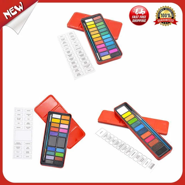 es 12/18/24 Colors Solid Watercolor Paint Set Portable Drawing Water Color Pigme