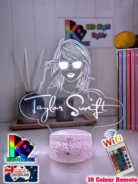 Taylor Swift Era Tour Personalised Name Led Night Light Lamp  16 Colour Remote