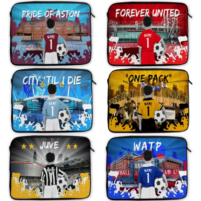 Football Laptop Sleeve Neoprene Travel Case Boys Kids Personalised - CFP