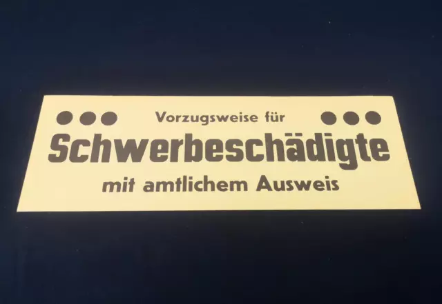 Originales Papierschild - "Schwerbeschädigte" - von Wg. der DB -29,7x10,2 cm