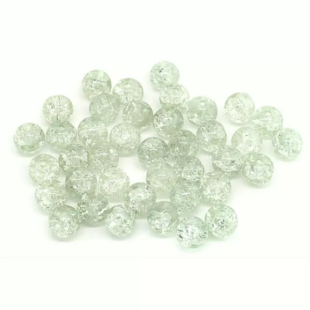 100 Clear/Translucent Glass Crackle Beads 8mm Jewellery Making - J05638