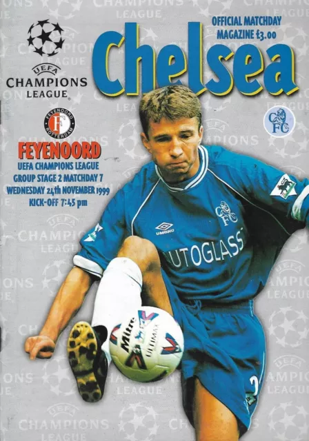 Chelsea v Feyenoord Programme. Champions League. 1999/2000 WITH TICKET STUB