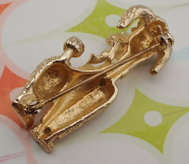 Vintage Sphinx Sitting Upright French Poodle Dog Gold Tone Pin Brooch 2