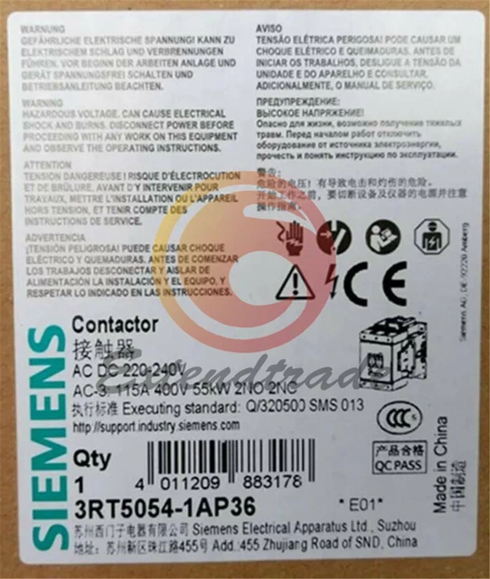 One Siemens Contactor 3RT5054-1AP36 1A..6 220V 115A New