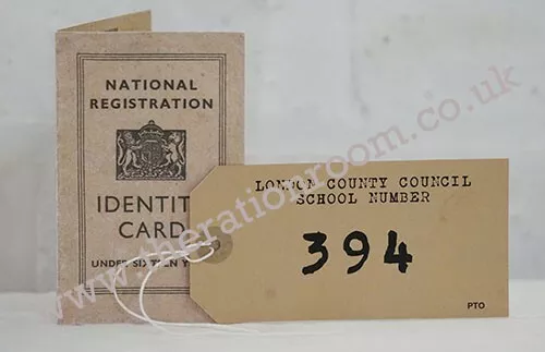 1940's-WW2-Wartime Replica Childs School Luggage identity label & ID card set