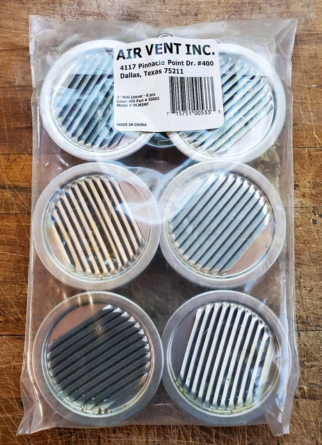 Air Vent Inc. 3 In. Aluminum Mini Louver Soffit Vent (6 Count) 50002 Air Vent 3"