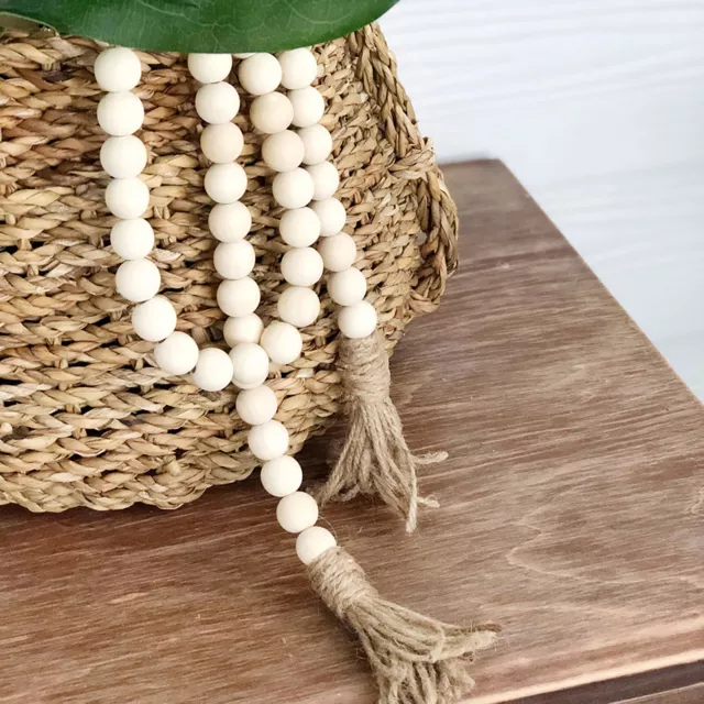 Hangings Elegant Rural Style Wooden Beads Linen Rope Tassels Pendant Linen Rope