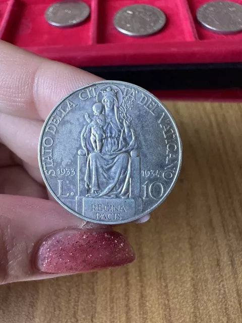 Moneta Citta' Del Vaticano Pio Xi 10 Lire 1933 1934 Sq