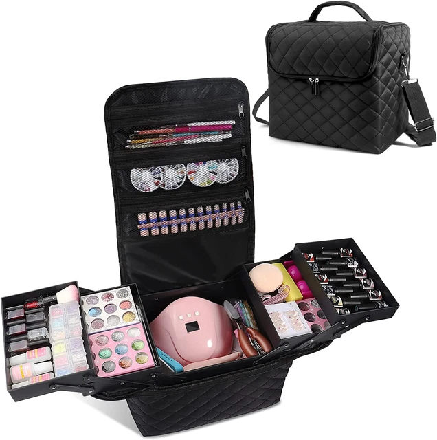 Nail Polish Organizer, Large Makeup Bag for Women, Travel Makeup Organizer Nail
